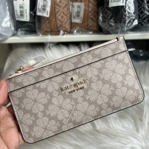 [ReadyMY] Kate Spade Flower Large Slim Card Holder in Dark Beige Multi