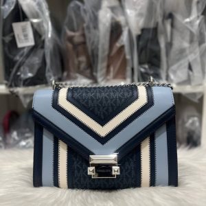 [ReadyMY] Michael Kors Whitney Medium Flap in Signature Navy Multi