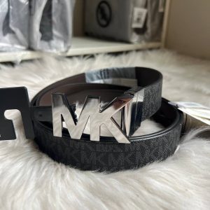 [ReadyMY] Michael Kors Reversible Belt in Signature Black - MK Buckle